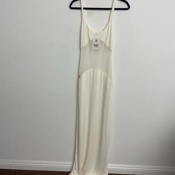 NWT Helsa Sheer Knit Curve Maxi Dress Vanilla  $498 msrp size M - Picture 4 of 11